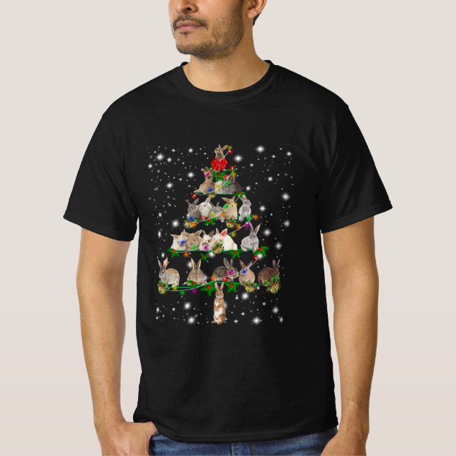 Camiseta Árbol navideño de conejos divertidos (Anverso)