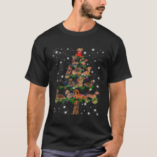 Camiseta Árbol navideño de Dachshund cubierto por linterna