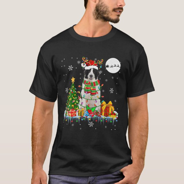 Camiseta Árbol navideño de renos de Santa Lucía Perro (Anverso)