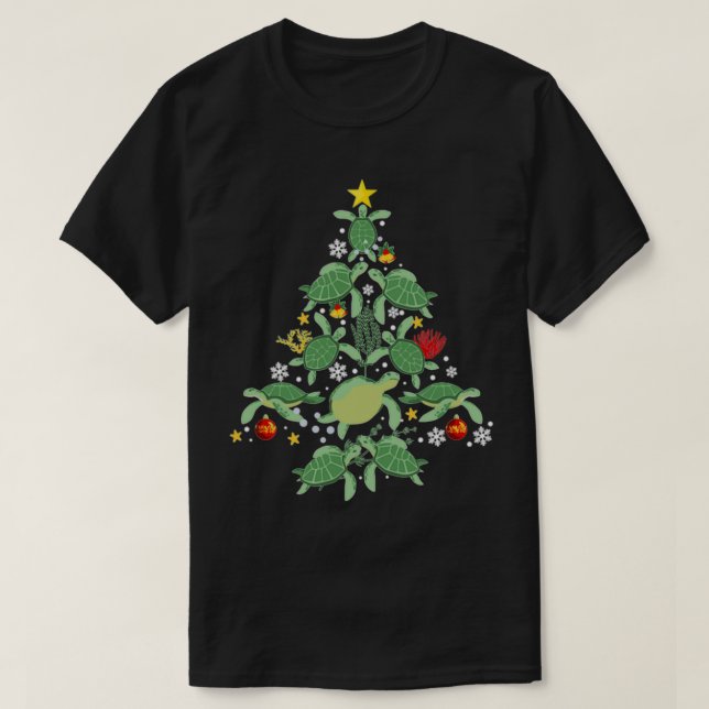 Camiseta Árbol navideño de tortuga marina divertido (Diseño del anverso)