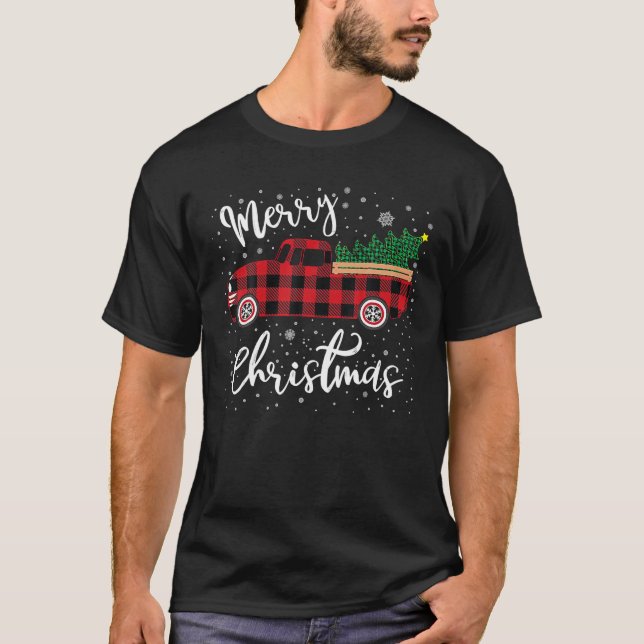 Camiseta Árbol navideño Feliz En Camión De Buffalo (Anverso)