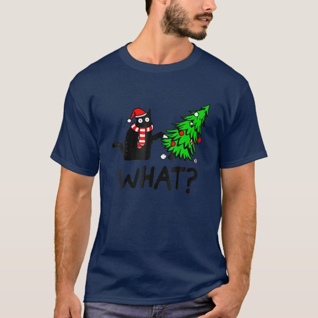 Camiseta Árbol navideño gracioso por gato qué regalo (Anverso)