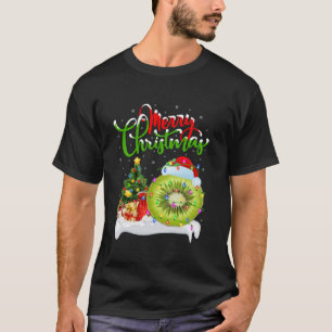 Camiseta Árbol navideño iluminando Santa Hat Kiwi Fruit Ch