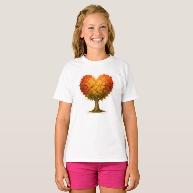 Camiseta Árbol otoñal con forma de corazón (Anverso completo)