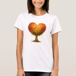 Camiseta Árbol otoñal con forma de corazón