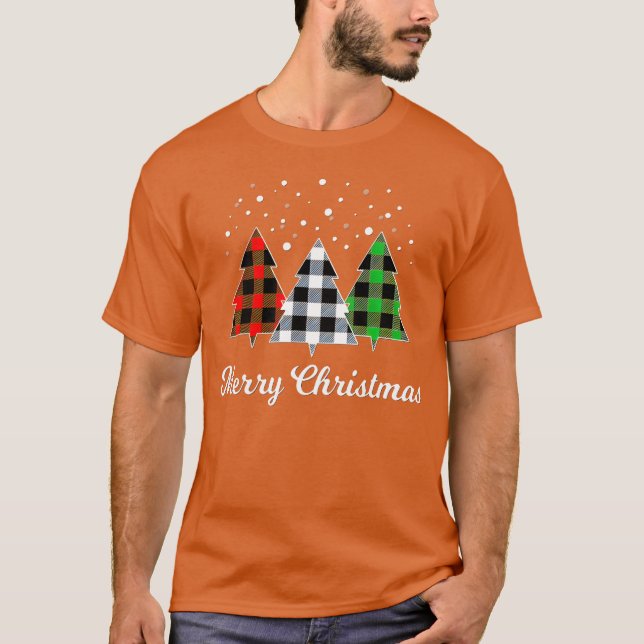 Camiseta Árbol Plaid Christmasree Merry Christmasree vintag (Anverso)