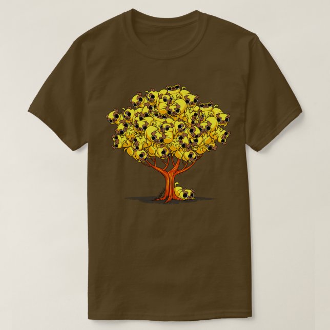 Camiseta Árbol Pug (Diseño del anverso)