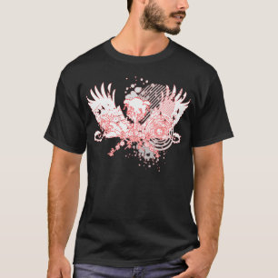 Camiseta árbol rastreado. rojo y blanco.