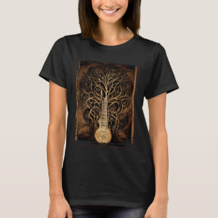 Camiseta Árbol retro vintage de la guitarra de la vida
