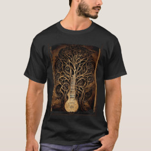 Camiseta Árbol retro vintage de la guitarra de la vida