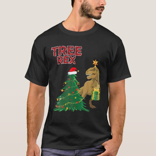 Camiseta Árbol Rex Navidades de Dinosaurios Regalo de árbol (Anverso)