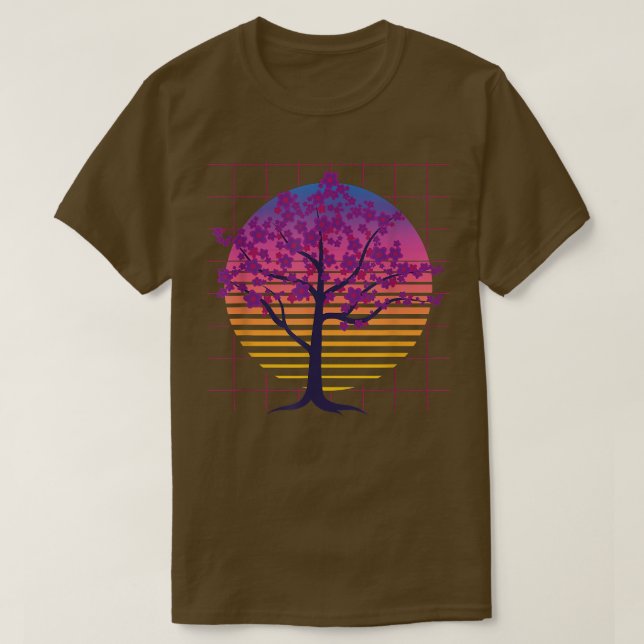 Camiseta Árbol Sakura Japón Flor Vaporwave Cherry de los añ (Diseño del anverso)