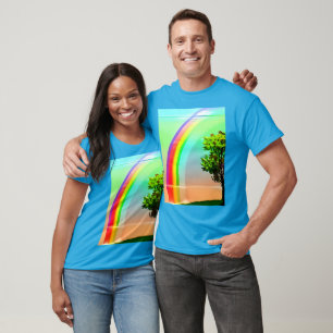 Camiseta Árbol verde bajo el arcoiris