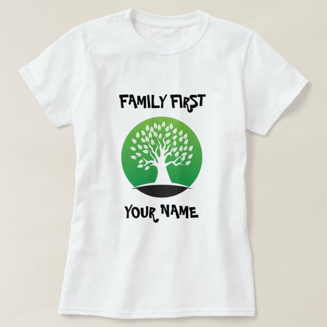 Camiseta Árbol verde de reunificación familiar de personali (Diseño del anverso)