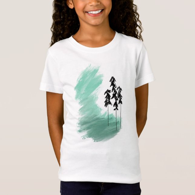 Camiseta Árbol verde escandinavo arte simple menta moderna (Anverso)