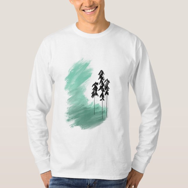 Camiseta Árbol verde escandinavo arte simple menta moderna (Anverso)