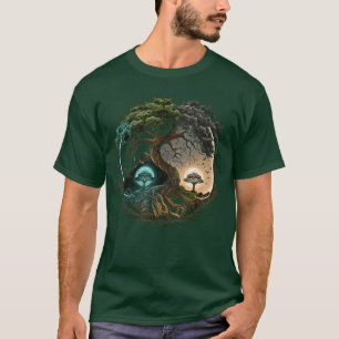 Camiseta Árbol Vida Yin Yang Luna Sol Día y Noche Bonsai J