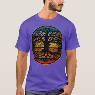 Camiseta Árbol vintage de sol de vida y nudo celta lunar 