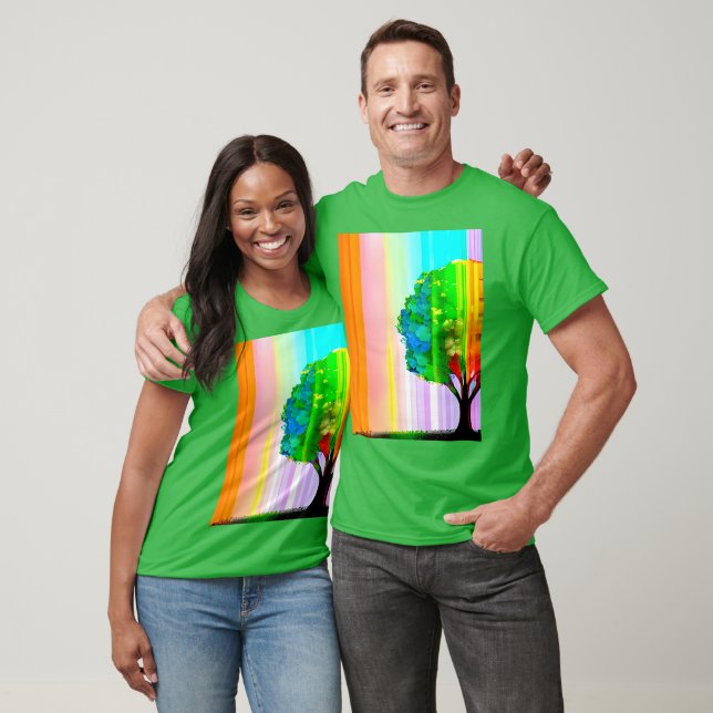 Camiseta Árbol y cielo de color arcoiris (Unisexo)