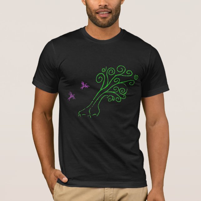 Camiseta Árbol y pájaros artísticos (Anverso)