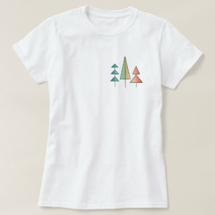 Camiseta árboles de arcoíris modernos de mediados de siglo