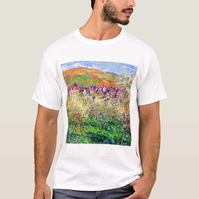 Camiseta Árboles de ciruelo florecientes de Claude Monet (Anverso)