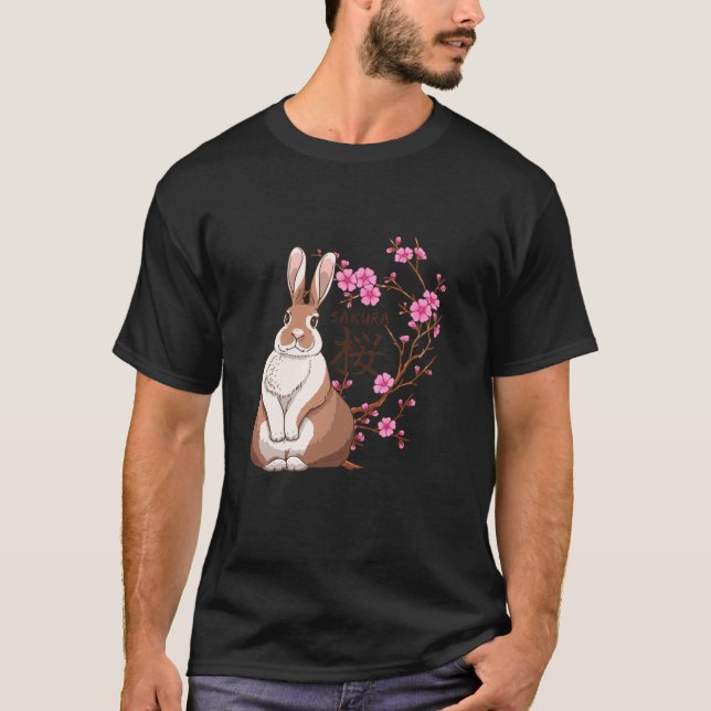 Camiseta Árboles de flores de cerezo sakura de conejo japon (Anverso)