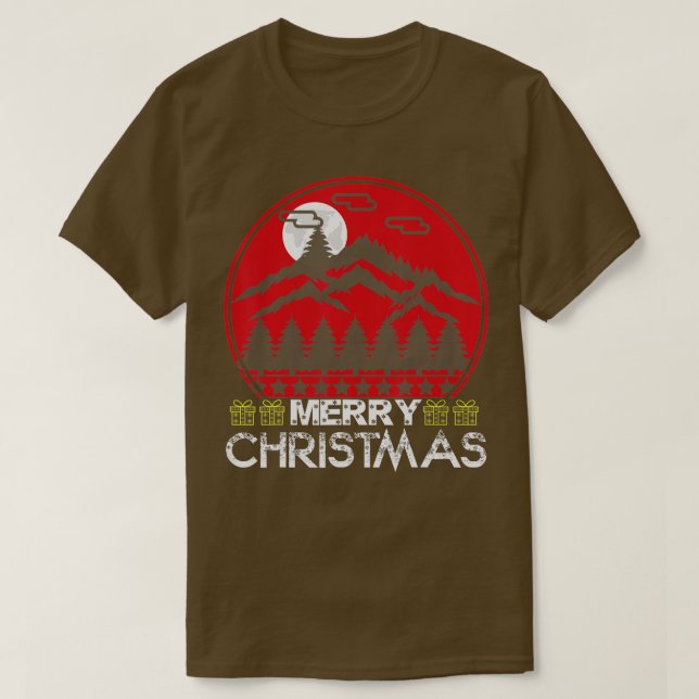 Camiseta Árboles de montaña navideños y júbilo camping (Diseño del anverso)
