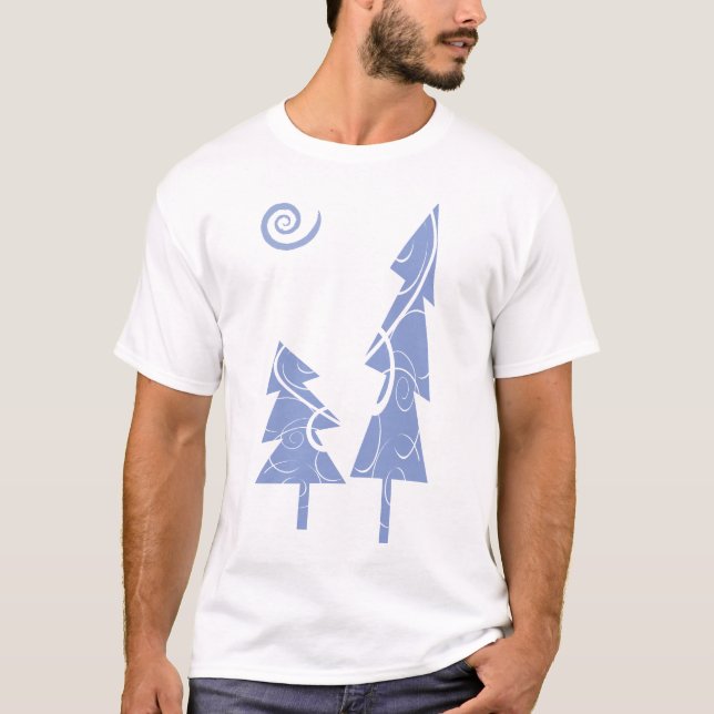 Camiseta árboles de Navidad azules (Anverso)