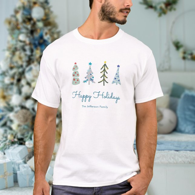 Camiseta Árboles de Navidad baratos escandinavos (Cute Scandinavian Christmas tshirt with your text. Personalize tshirts for you whole family.)