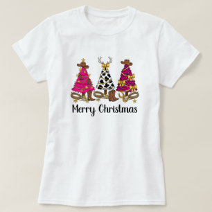 Camiseta Árboles de Navidad Cowgirl Feliz Navidad 