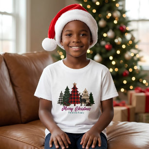 Camiseta Árboles de Navidad de cuadros rústicos Reno famili