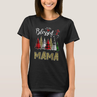 Camiseta Árboles de Navidad de Mamá Bendita Cruz Plaid Leop