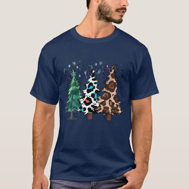 Camiseta Árboles de Navidad Leopard Christmasrees familia d (Anverso)