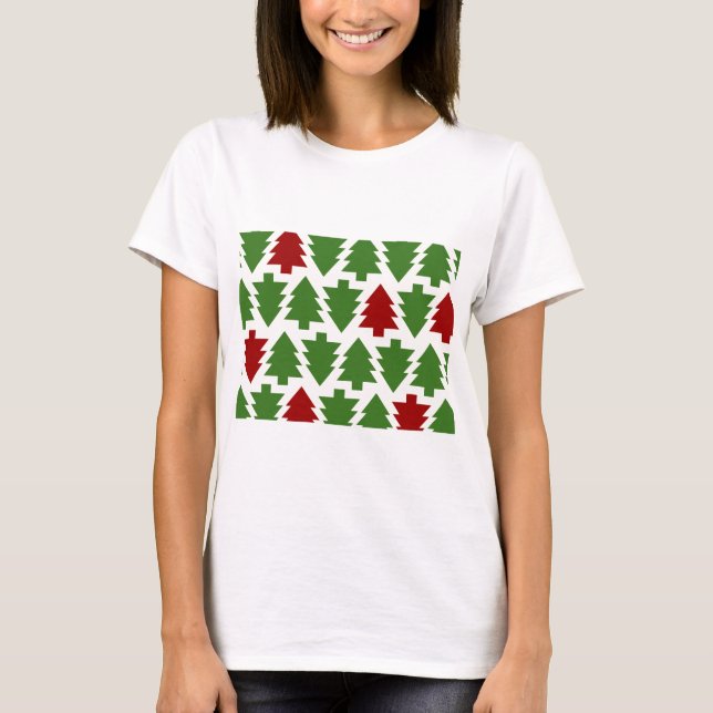 Camiseta Árboles de Navidad Patrón de Fiesta (Anverso)