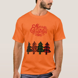 Camiseta arboles de navidad plaid dos tazas de café Cl