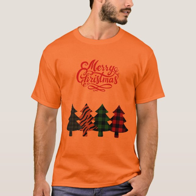 Camiseta arboles de navidad plaid dos tazas de café Cl (Anverso)