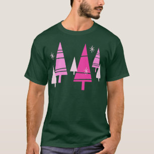 Camiseta Árboles de Navidad retro Pink Mid Century Blac mod