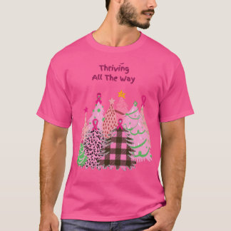 Camiseta Árboles de Navidad rosados Sobrevivientes de cánce