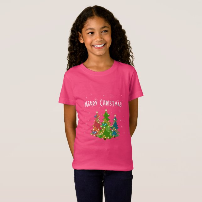 Camiseta Árboles de Navidad Snowflakes Whimsical Fun (Anverso completo)