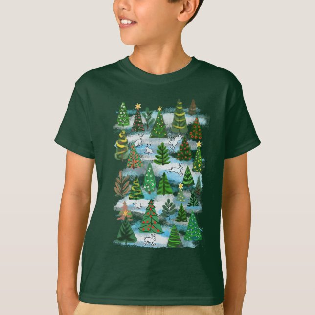 Camiseta Árboles de Navidad y arenas de nieve (Anverso)