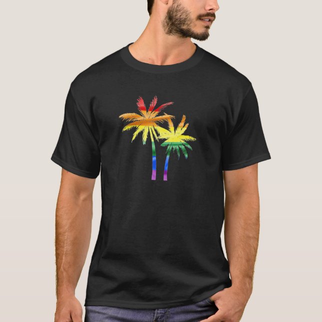 Camiseta Árboles de palma arco iris T bandera del orgullo g (Anverso)
