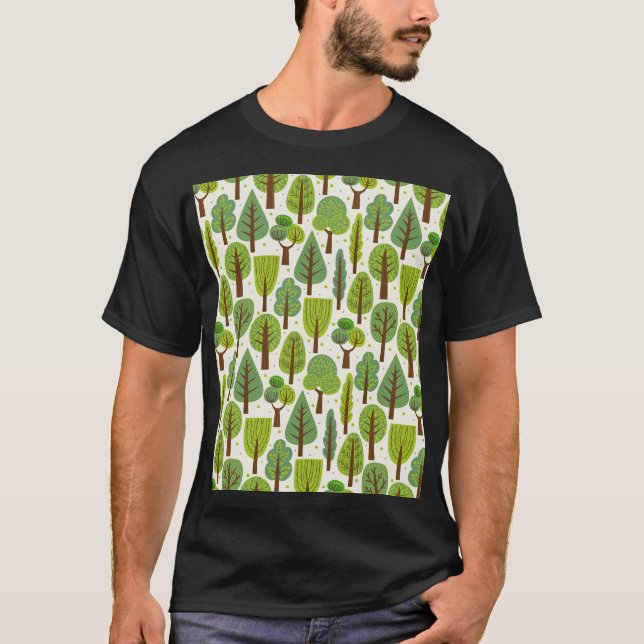 Camiseta Árboles de verano: patrón verde sin foco (Anverso)