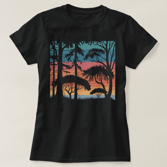Camiseta árboles del bosque de la época de la vida silvestr (Diseño del anverso)