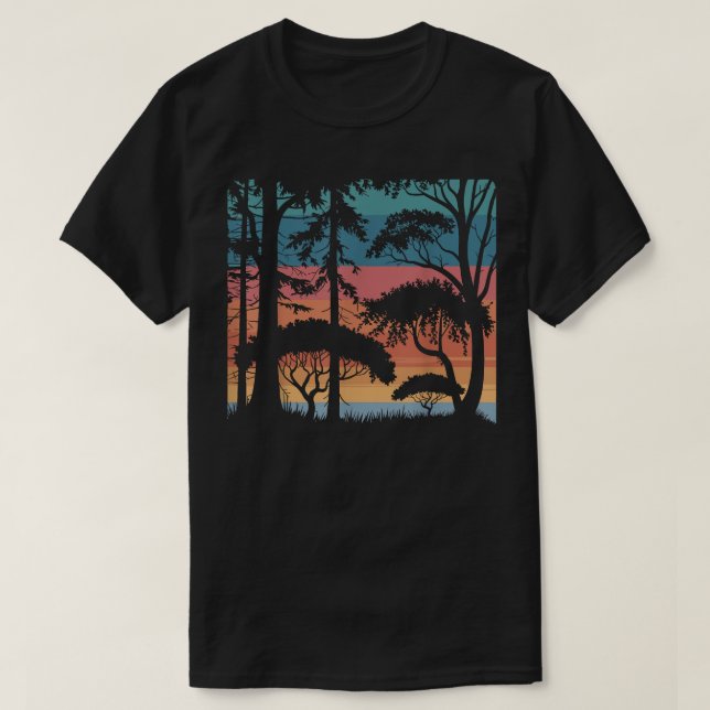 Camiseta árboles del bosque de la época de la vida silvestr (Diseño del anverso)