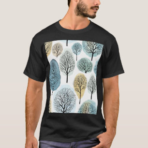 Camiseta Árboles dibujados a mano, patrón de manchas acuáti
