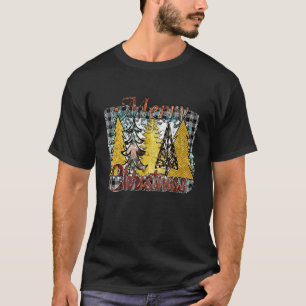 Camiseta Árboles Feliz Navidad Árboles de Oro Cuero de Vaca
