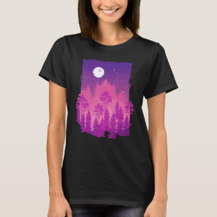 Camiseta Árboles forestales al aire libre Luna Lámpara de v
