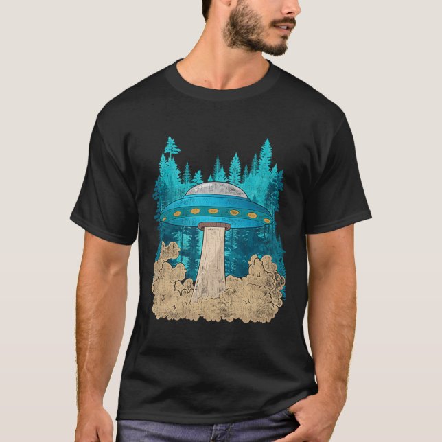 Camiseta Árboles forestales de secuestro de OVNI alienígena (Anverso)