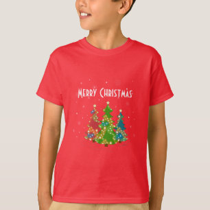 Camiseta Árboles navideños copas de nieve Whimsical Diversi